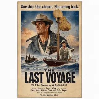 A vintage movie poster for 'THE LAST VOYAGE' featuring a tag
