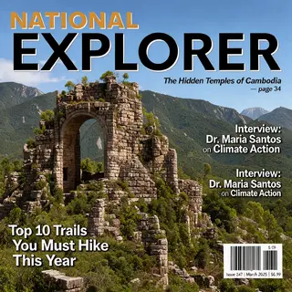 A magazine cover titled 'NATIONAL EXPLORER' with cover lines