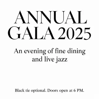 An event banner with headline 'ANNUAL GALA 2025' at the top 