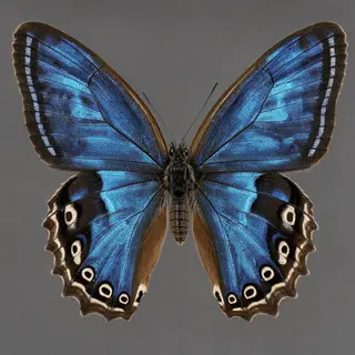 A Morpho menelaus butterfly with accurate iridescent blue do