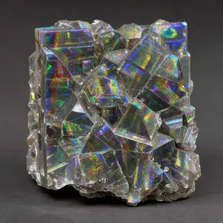 A specimen of bismuth crystal showing accurate iridescent ox
