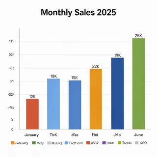 A bar chart showing monthly sales for January through June w