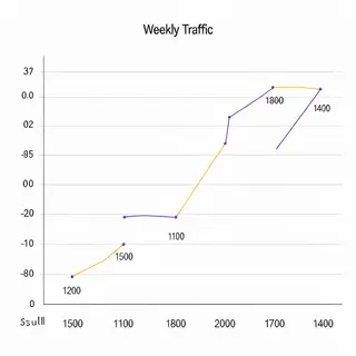 A simple line graph showing daily website visitors over one 