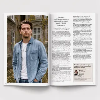 A magazine double-page spread with a left page containing a 