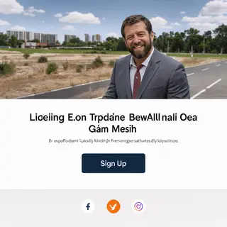 A landing page design with a hero header image at the top, a