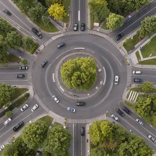 An aerial bird's-eye view looking straight down at a traffic