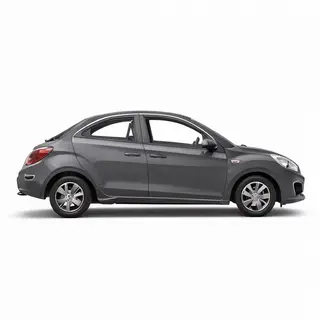 A car body with windows, doors, and headlights but no wheels