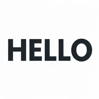 A single large word 'HELLO' centered on a white background