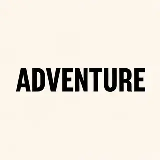 The word 'ADVENTURE' in big bold letters centered on a plain