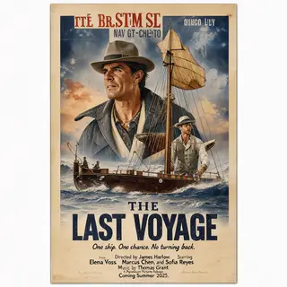 A vintage movie poster for 'THE LAST VOYAGE' featuring a tag