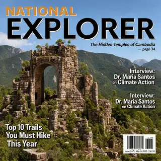 A magazine cover titled 'NATIONAL EXPLORER' with cover lines