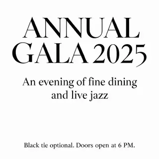 An event banner with headline 'ANNUAL GALA 2025' at the top 