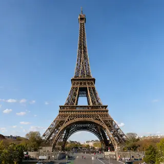 The Eiffel Tower in Paris on a clear day, architecturally ac