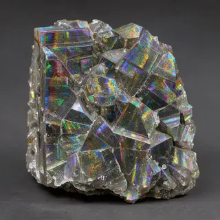 A specimen of bismuth crystal showing accurate iridescent ox