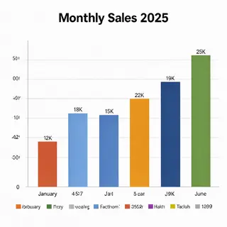 A bar chart showing monthly sales for January through June w