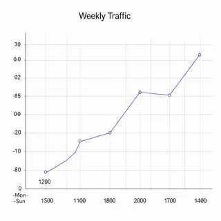 A simple line graph showing daily website visitors over one 