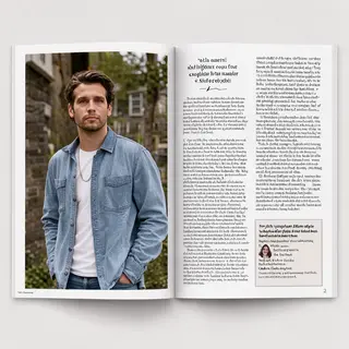 A magazine double-page spread with a left page containing a 