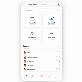 A mobile app UI mockup showing a dashboard with a top naviga