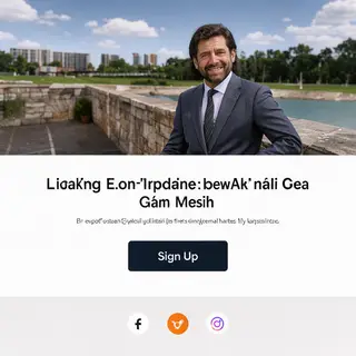 A landing page design with a hero header image at the top, a