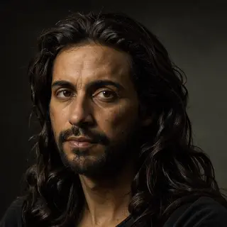 A portrait lit with classic Rembrandt lighting — triangle of