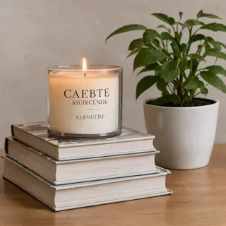 A candle on top of a stack of books, the books next to a pot
