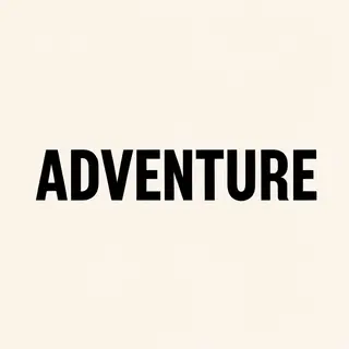 The word 'ADVENTURE' in big bold letters centered on a plain
