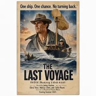A vintage movie poster for 'THE LAST VOYAGE' featuring a tag