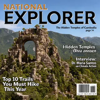 A magazine cover titled 'NATIONAL EXPLORER' with cover lines