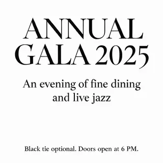 An event banner with headline 'ANNUAL GALA 2025' at the top 