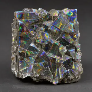 A specimen of bismuth crystal showing accurate iridescent ox