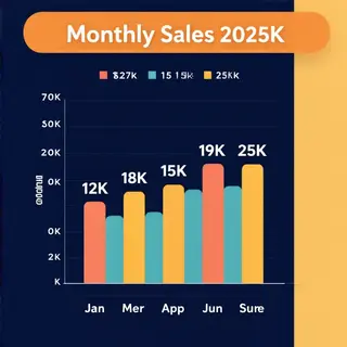 A bar chart showing monthly sales for January through June w