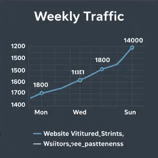 A simple line graph showing daily website visitors over one 