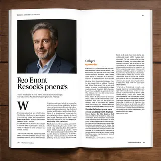 A magazine double-page spread with a left page containing a 