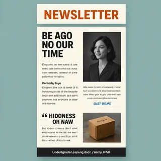 A newsletter layout with a banner image header, a two-column