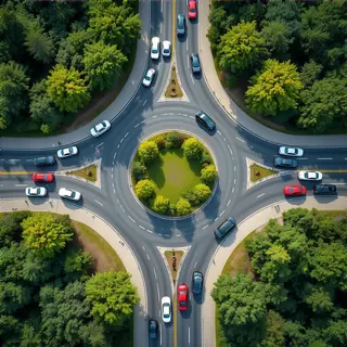 An aerial bird's-eye view looking straight down at a traffic