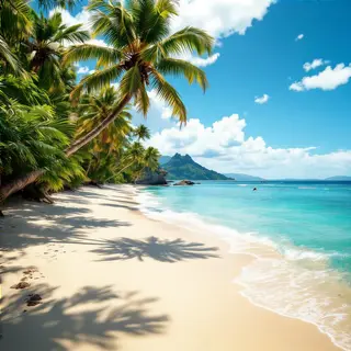 A tropical beach scene with no people