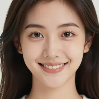 A close-up portrait of a young woman with a warm natural smi