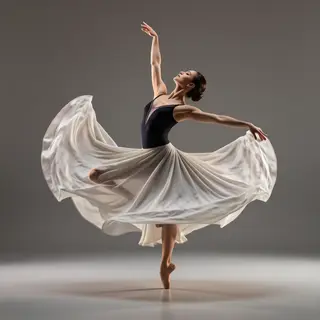 A dancer in a dynamic spin, dress flowing outward with one l