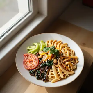 A food photograph shot from above at 35mm f/2.8 with natural