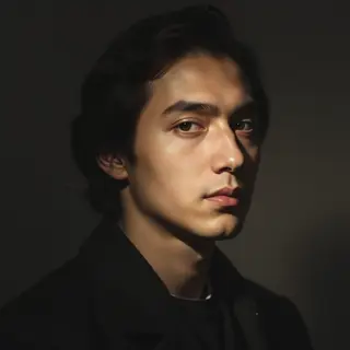A portrait lit with classic Rembrandt lighting — triangle of