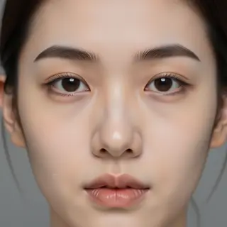 A human face with eyes, nose, and mouth but no eyebrows