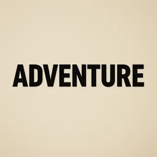 The word 'ADVENTURE' in big bold letters centered on a plain
