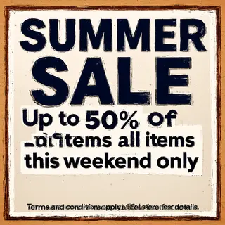 A poster with headline 'SUMMER SALE' in large bold text, bod