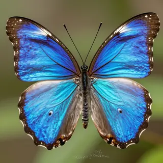 A Morpho menelaus butterfly with accurate iridescent blue do