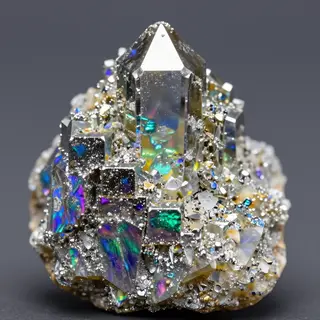 A specimen of bismuth crystal showing accurate iridescent ox
