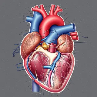 An anatomical illustration of the human heart showing four c