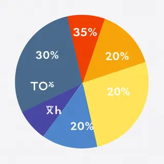 A pie chart showing market share: Company A 35%, Company B 2