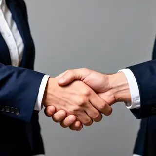 Two people shaking hands in a professional setting, all fing