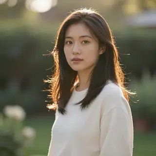 A portrait shot at 85mm f/1.4 with creamy bokeh background, 