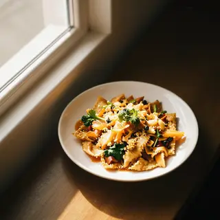 A food photograph shot from above at 35mm f/2.8 with natural